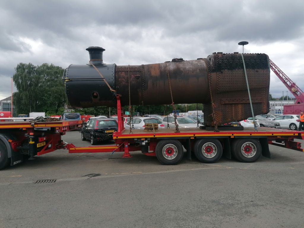 No. 3840’s boiler arrives at Tyseley Locomotive Works